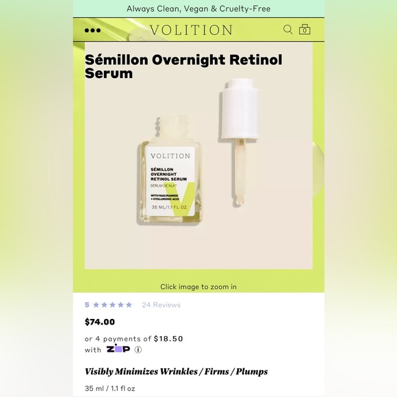 VOLITION BEAUTY SÉMILLON OVERNIGHT RETINOL SERUM - BRAND NEW in the box! - Picture 2 of 8